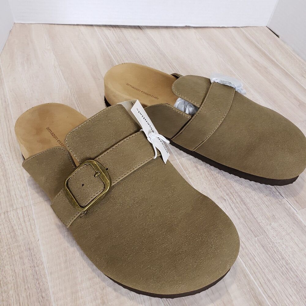 Amazon men's Suede Clogs sz 10 Buckle Slip on Footbed Home Mule Slippers